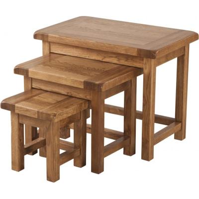 Sherwood Dark Solid Oak Nest Of 3 Tables